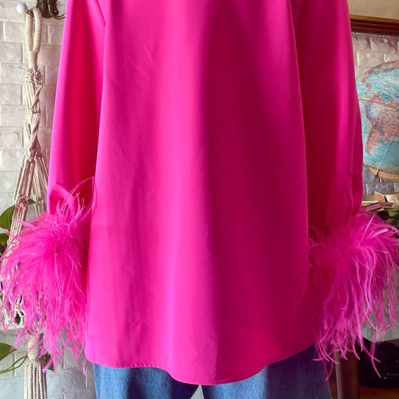 Tuckernuck Hot Pink Feather Easton Blouse NWT - Picture 10 of 16